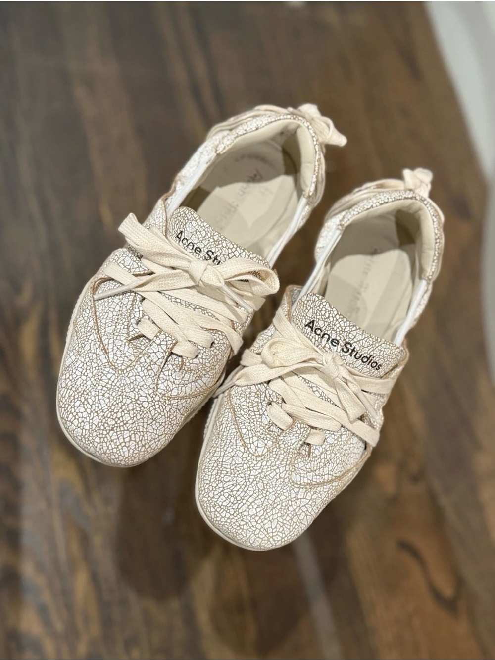Acne Studios Cream Crackle-Texture Sneakers